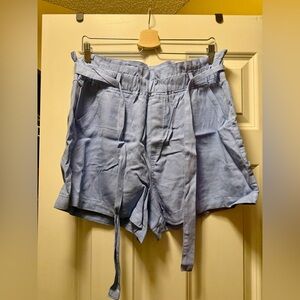 Thread & Supply Light Blue Paperbag Waist Tie Shorts